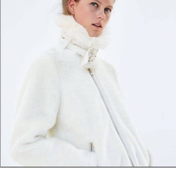Zara Faux Fur Jacket Buckles - Picture 2 of 10